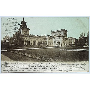 [WARSZAWA]. Pałac Wilanowski od strony parku. Sygn. Ch R, London. Data st.,poczt. 1904. Barwna