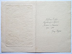 [HOPPEN JERZY]. Small original artwork on Christmas card with text ...