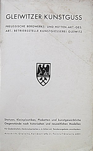 GLEIWITZER KUNSTGUSS. Preussische Bergwerks - und Hütten - Akt.- Ges. Abt. ...