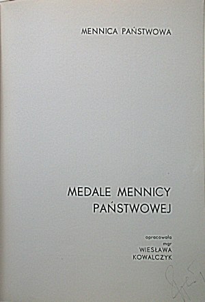 [CATALOG]. Medals of the State Mint. Compiled by Wieslawa Kowalczyk, MA. W-wa [1969]. State Mint...