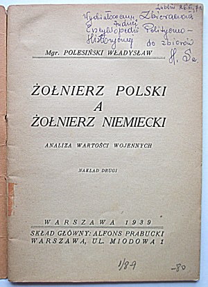 POLESIŃSKI WŁADYSŁAW. the Polish soldier versus the German soldier. An analysis of wartime values. Second edition...