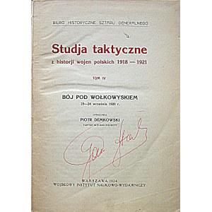 STUDJA TAKTYCZNE z historji wojen polskich 1918 - 1921. Tom IV. Bój pod Wołkowyskiem 23 - 24 września 1920 r...