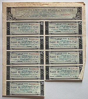 [LETTER OF PLEDGE]. CREDIT SOCIETY OF THE CITY OF WARSAW. Pledge Letter 8% for 1000 Zlotys No 228191....