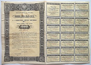 [OBLIGATION]. Republic of Poland. OBLIGATION 4 1/2% Internal State Loan 1937....