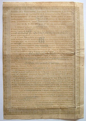 [OBLIGATION]. Republic of Poland. 10 Zlotys. OBLIGATION of 5% of the State Conversion Loan of r...