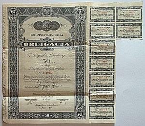 [OBLIGATION]. Republic of Poland. OBLIGATION. 6% National Loan for 50 zloty in gold....