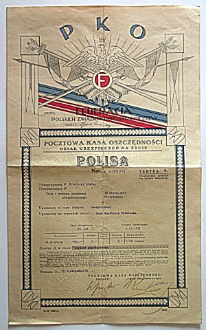 [POLISA]. PKO. GROUP FEDERATION OF POLISH UNIONS OF HOMELAND DEFENDERS. Postal Savings Bank...