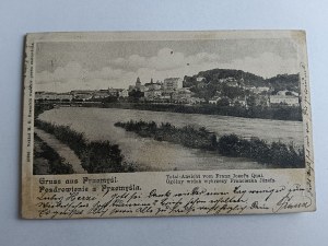 POHLEDNICE PRZEMYŚL, CELKOVÝ POHLED NA POBŘEŽÍ FRANTIŠKA JOZEFA, DLOUHÁ ADRESA, ZNÁMKA, RAZÍTKO, 1903
