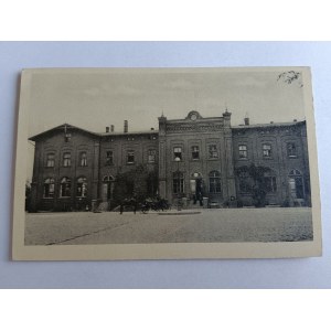 POSTCARD KROTOSZYN KROTOSCHIN, RAILROAD STATION, STAMP, 1942, SWASTIKA STAMP