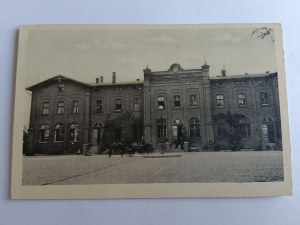 POHLEDNICE KROTOSZYN KROTOSCHIN, NÁDRAŽÍ, ZNÁMKA, 1942, ZNÁMKA S HÁKOVÝM KŘÍŽEM