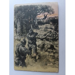 POCZTÓWKA MALARSTWO HOFFMANN, WOJSKO ŻOŁNIERZE, PRZEDWOJENNA, 1916 R