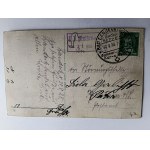 POCZTÓWKA LĄDEK ZDRÓJ BAD LANDECK, PRZEDWOJENNA, STEMPEL 1928 R, ZNACZEK