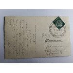 POCZTÓWKA LĄDEK ZDRÓJ BAD LANDECK, STEMPEL 1937 R, ZNACZEK