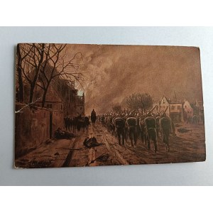 POSTCARD PAINTING POLISH ARMY SOLDIERS, WOHLFAHRTSKARTE