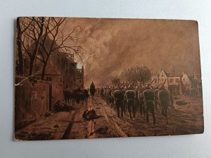 POSTCARD PAINTING POLISH ARMY SOLDIERS, WOHLFAHRTSKARTE