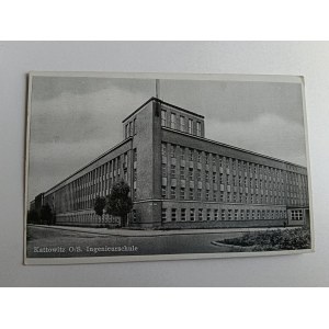 POSTCARD KATOWICE KATTOWITZ, INGENIEURSCHULE SCHOOL