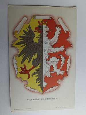 CARTE POSTALE ARMOIRIES VOÏVODIE DE SIERADZKIE, SIERADZ, ENDOMMAGÉE, LÉGÈREMENT DÉCOLLÉE
