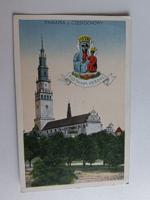 POHLEDNICE CZESTOCHOWA JASNA GÓRA, KLÁŠTER, MATKA BOŽÍ, POD TWOJEJ OBRONĘ, PŘEDVÁLEČNÝ 1936 R