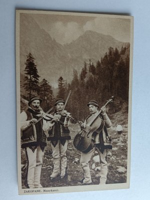 POHLEDNICE ZAKOPANE TATRY, HUDEBNÍCI, HORALÉ, HORAL, HOUSLE, PŘEDVÁLEČNÝ ROK 1937