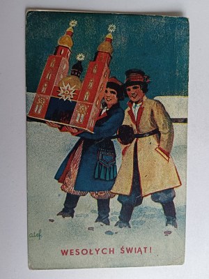 POHLEDNICE MALBA POLSKÝ VÁNOČNÍ BETLÉM, LIDOVÉ KROJE