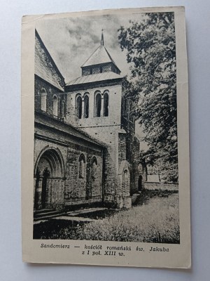 POCZTÓWKA SANDOMIERZ KOŚCIÓŁ ROMAŃSKI ŚW JAKUBA, CIENKI PAPIER