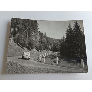 POSTCARD PRL WISLA HIGHWAY TO KUBALONKA, CAR