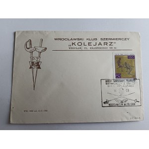 ENVELOPE WROCŁAW FENCING CLUB RAILWAYMAN, STAMP, STAMP