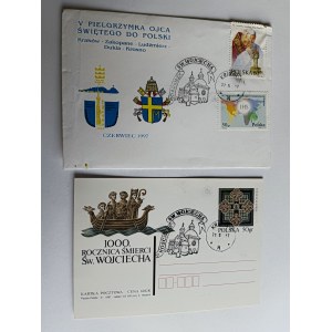 ENVELOPE AND POSTCARD POPE JAN PAWEŁ II, 5TH PILGRIMAGE TO POLAND, STAMP, STAMP