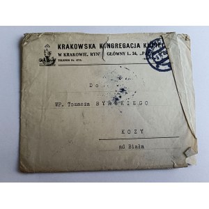 ENVELOPE KRAKÓW, KRAKOWSKA KONGREGACJA KUPIECKA, PALACE SPISKI, STAMP, STAMP, KOZY BIAŁA BYRSKI