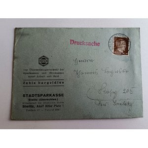 ENVELOPE WHITE BIELITZ ADOLF HITLER PLATZ, STAMP, STAMP 1943