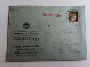 ENVELOPPE BLANCHE BIELITZ ADOLF HITLER PLATZ, TIMBRE 1943