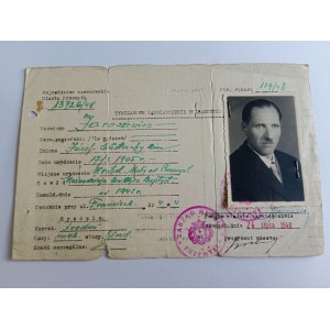 TEMPORARY CERTIFICATE OF IDENTITY, JAROSZEWICZ, PRZEMYŚL 1948, STAMP, PHOTO