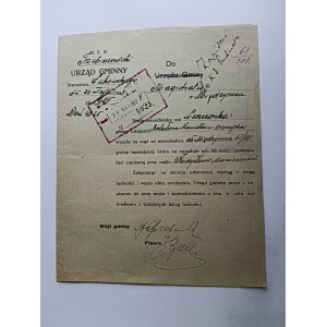 EXCERPT FROM THE POPULATION REGISTER OF THE VILLAGE OF LESZCZANKA, TRZEBIESZÓW, STAMP MIĘDZYRZEC 1928