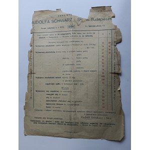 PRICE LIST RUDOLF SCHWARZ BUDAPEST, LARD, LARD, LARD, STAMP STAMP 1921