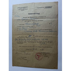 RENTAL AGREEMENT, THINK, GG KRAKAU 1942, SWASTIKA STAMP, MIETVERTRAG, 6 STAMPS