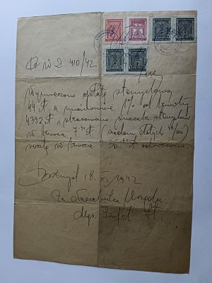 CONTRAT DE LOCATION, PENSÉE, GG KRAKAU 1942, TIMBRE À CROIX GAMMÉE, MIETVERTRAG, 6 TIMBRES
