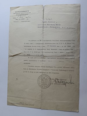 LETTRE DE LA DIRECTION DES ECOLES DU DISTRICT DE VILNIUS, WILNO, TIMBRE, 1934
