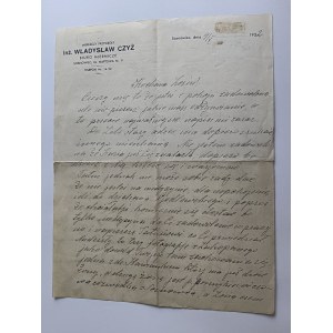 PISMO SOSNOWIEC, SURVEYOR SWORN INŻ. WŁADYSŁAW CZYŻ, SURVEYING OFFICE 1932