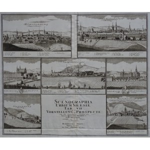 Friedrich Bernhard Werner, Homann SCENOGRAPHIA URBIUM SILESIAE Ziębice Ząbkowice Śląskie Kamieniec Ząbkowicki Karniów Henryków Srebrna Góra Złoty Stok