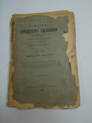 Pamiętnik Towarzystwa Lekarskiego Warszawskiego 1894 TOM LXXXX
