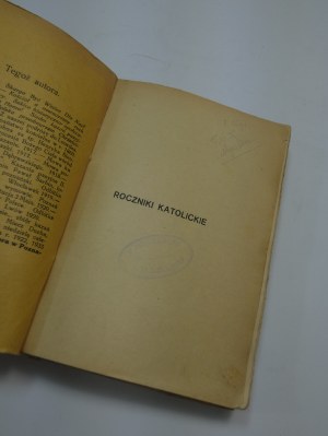 Katolické ročenky Rok 1926 Ročník IV přeškrtl P. Nikodem Cieszynski.