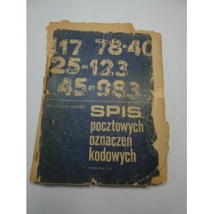 Spis pocztowych oznaczeń kodowych 1972 / Ministerstwo Łączności