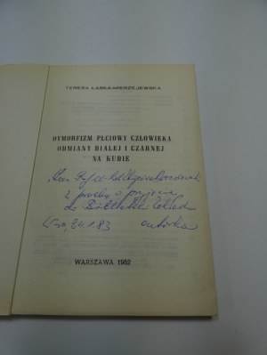 Human sexual dimorphism Teresa Łaska-Mierzejewska Autograph and dedication by the author