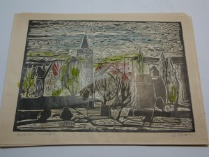 Stanislaw Para Gubin copperplate colored engraving signed