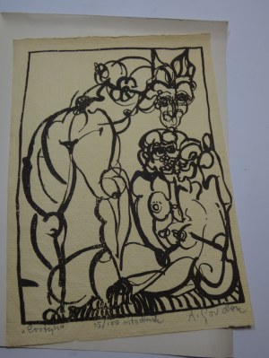 Andrew Gordon Erotic screenprint 35/100 signed pastel drawings