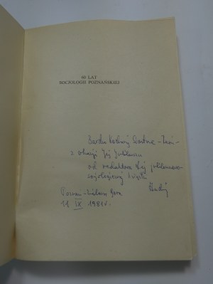 60 years of sociology of Poznan Kwilecki autograph and dedication of the author