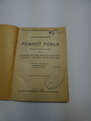Powrót posła Niemcewicz 1924