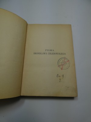Spisy Bronisława Chlebowského 1. díl, Studia 1912