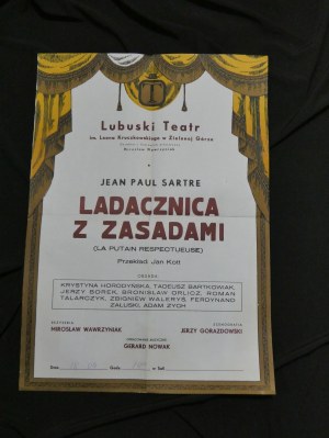 Plakat Ladacznica z zasadami Sartre Teatr Lubuski im Kuczkowskiego Zielona Góra