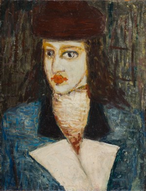 Jerzy Nowosielski (1923 Kraków - 2011 Kraków), Portret w brązowym berecie